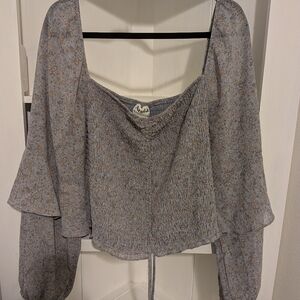 ARULA Adjustable Blue Paisley Blouse